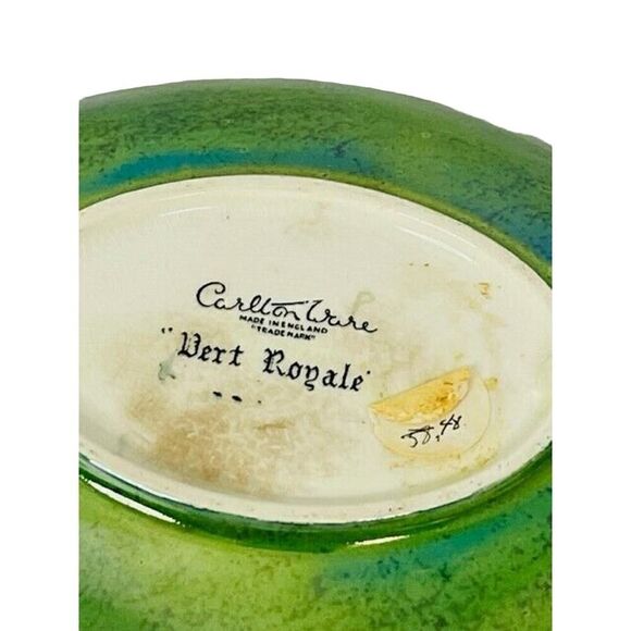 Rare Carlton Ware 'Spider's Web' Vert Royale Green Oval Tray c1950 Art Deco - Picture 5 of 6
